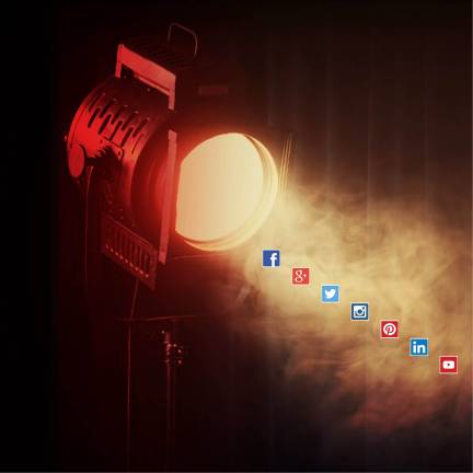 spotlight shining on the major social media network logos